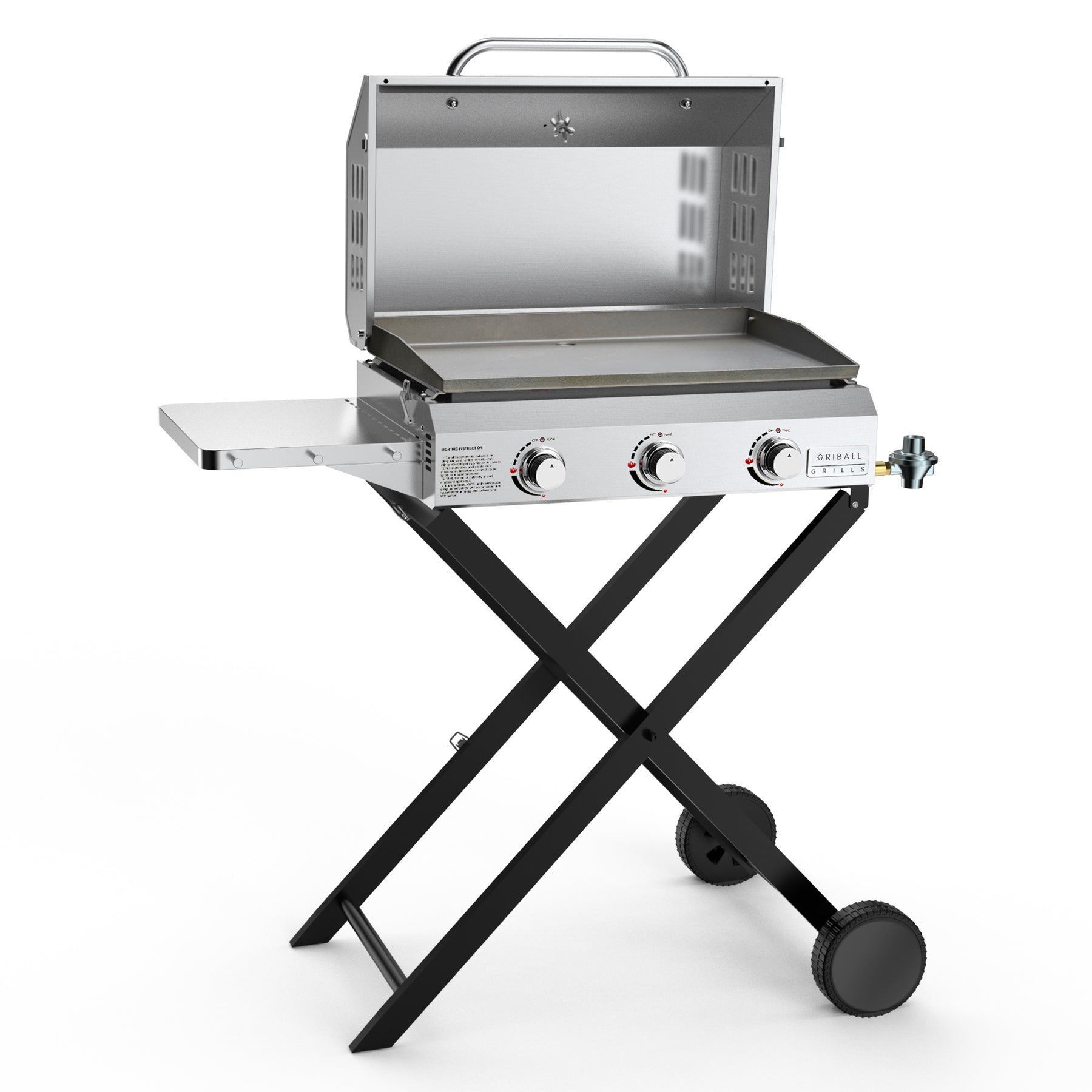Tabletop Gas Griddle Grill with Lid, 3-Burner