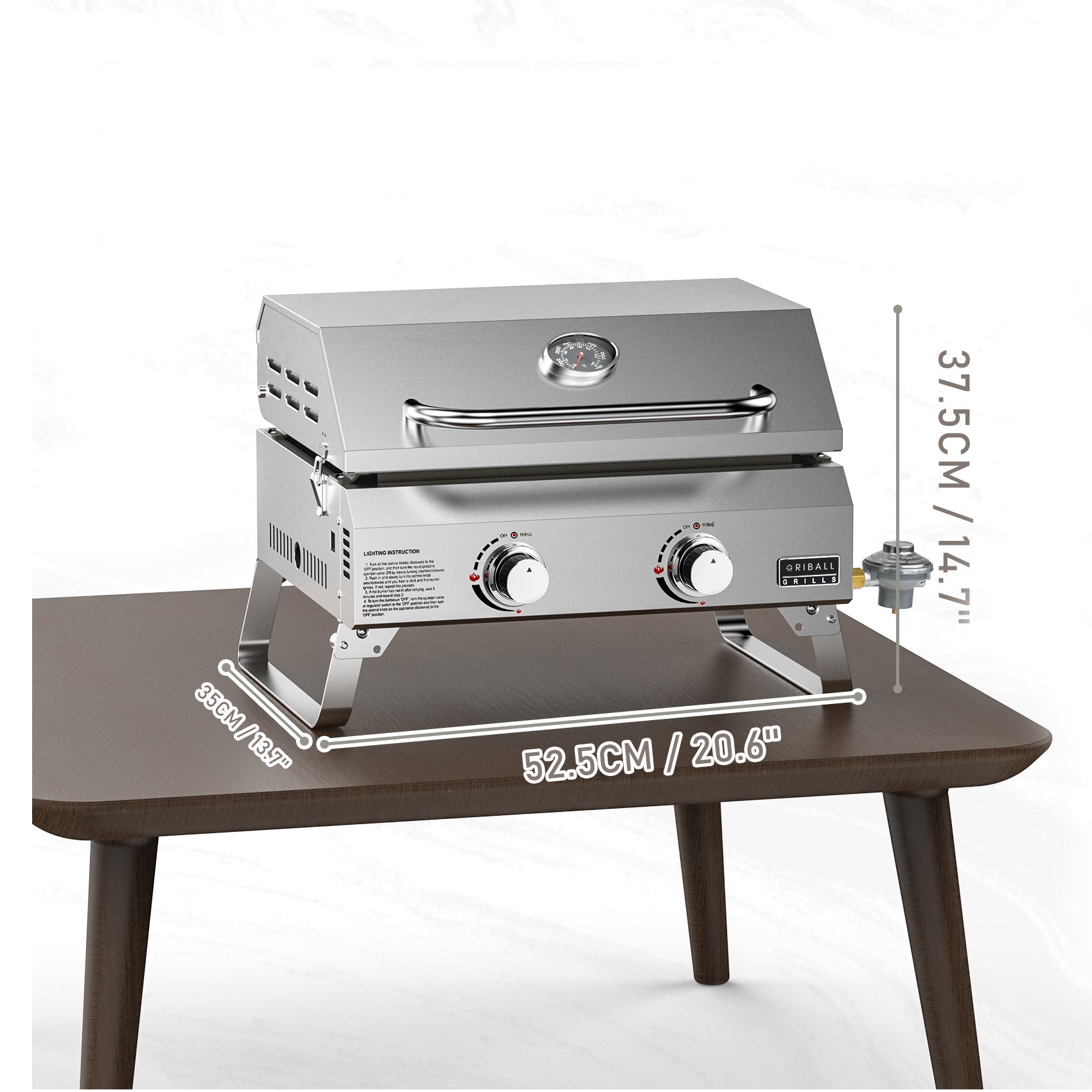 Flat Top Tabletop 2-Burner Gas Griddle