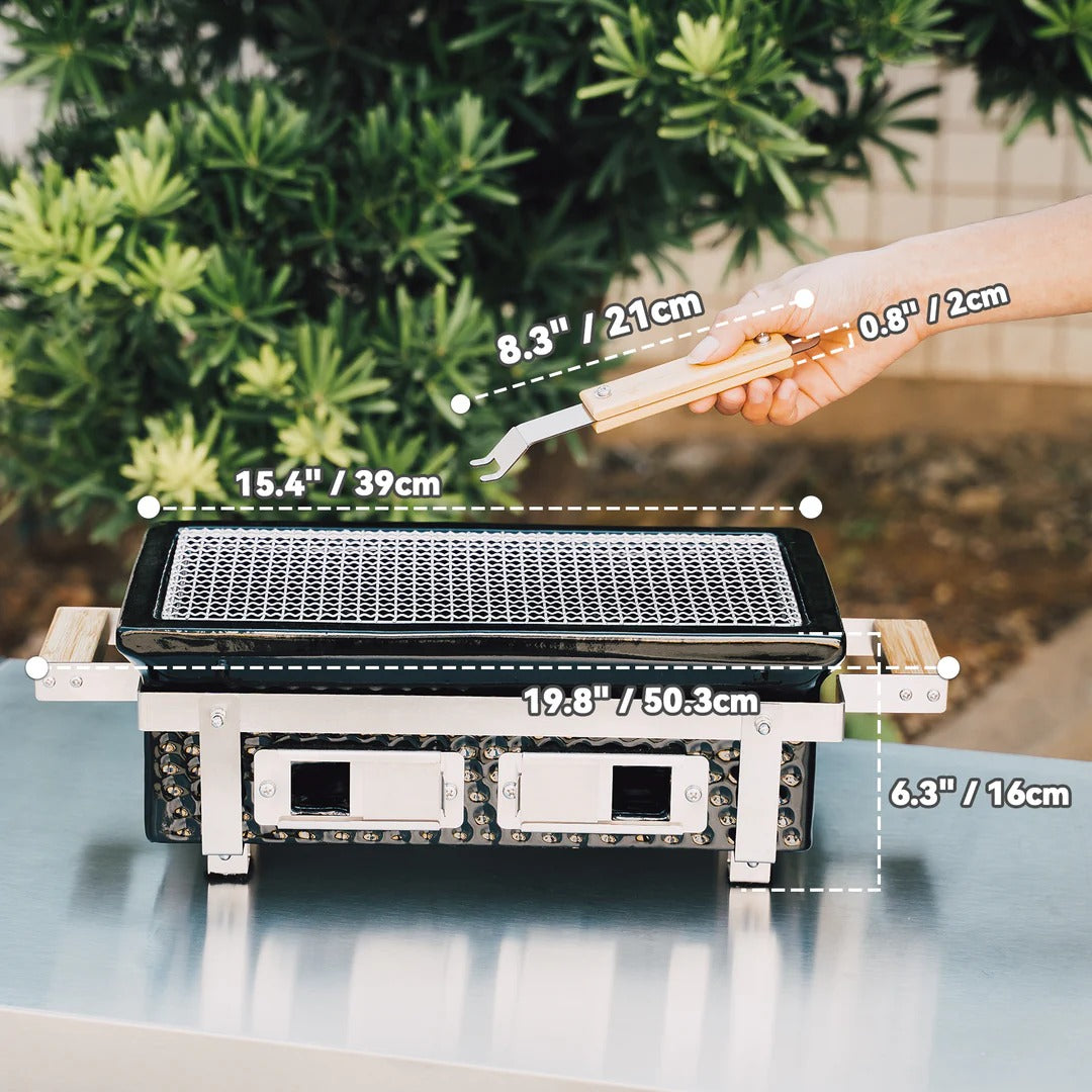 Charcoal BBQ Grill Hibachi Grill, 16 inch Square