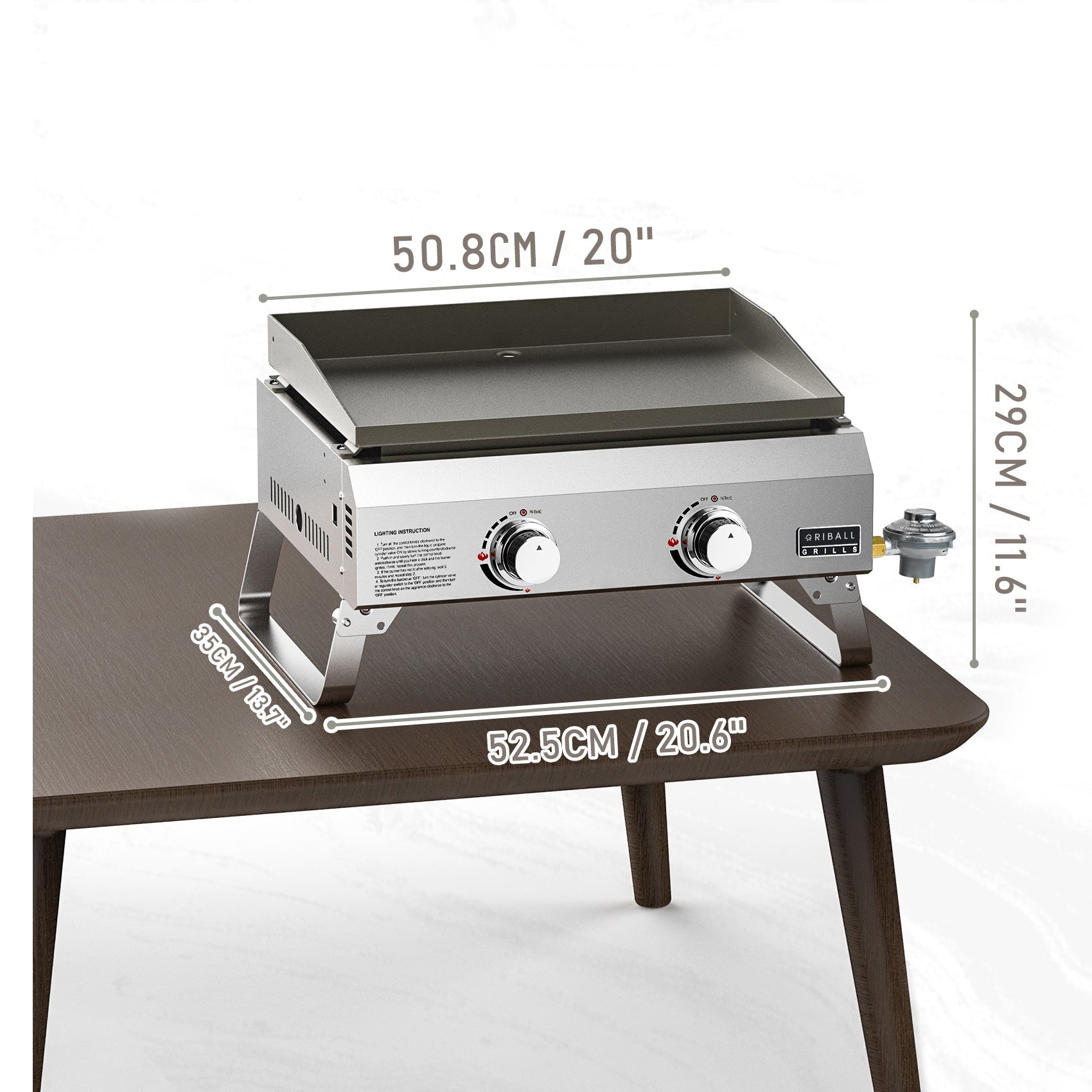 Flat Top Tabletop 2-Burner Gas Griddle
