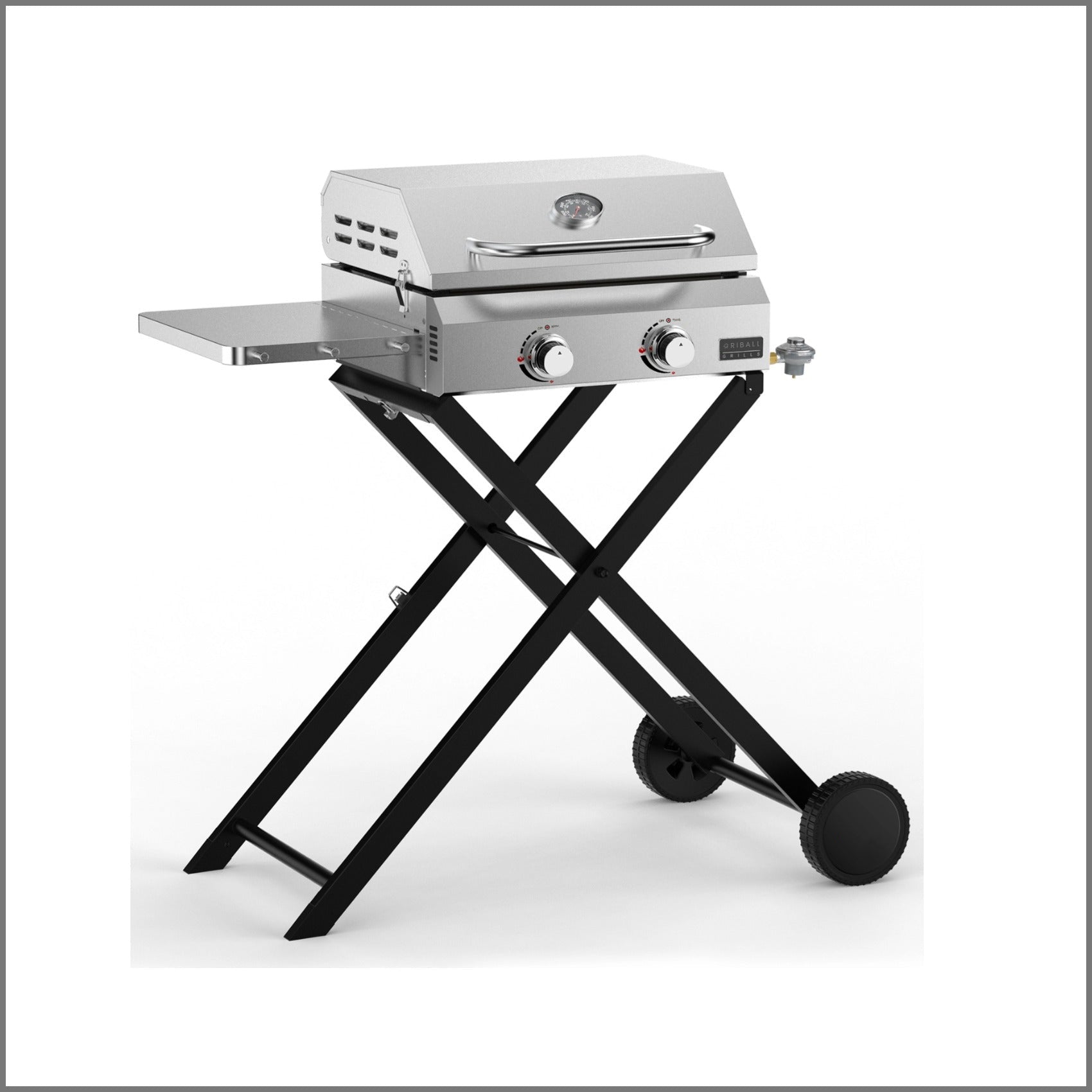 BBQ Gas Griddle 2-Burner with Foldable Cart
